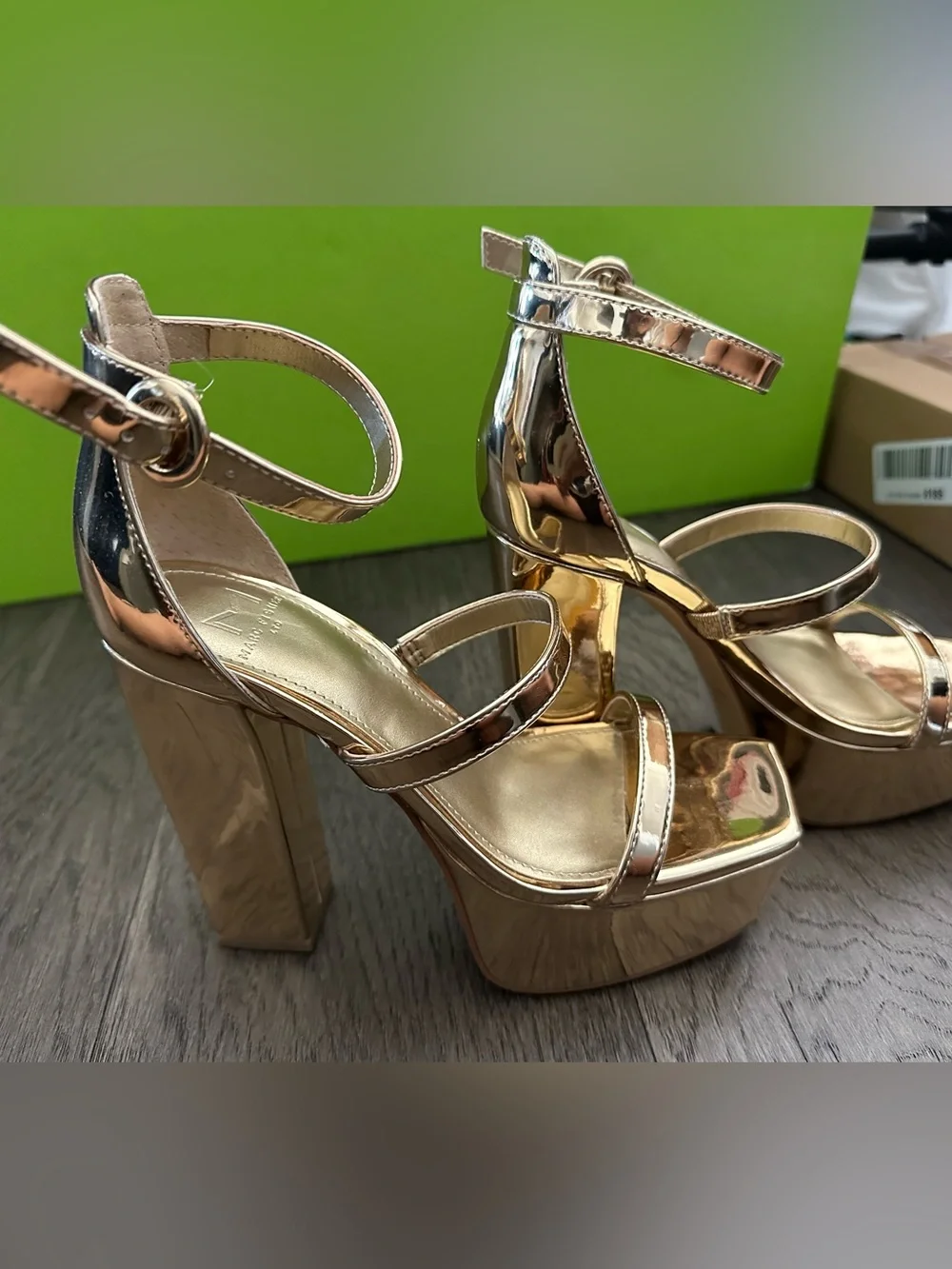 Marc Fisher Metallic Gold Platform Block Heels
